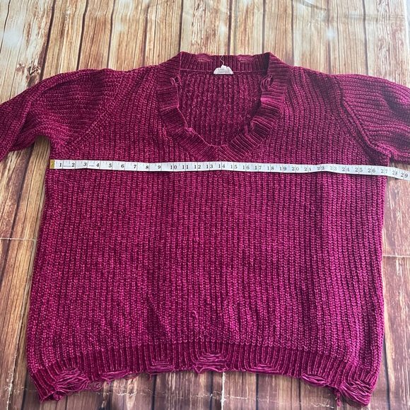 Siren Lily Women Long Sleeve V-Neck Ripped Pullover Cable Knit Sweater Size 3X - Picture 4 of 8